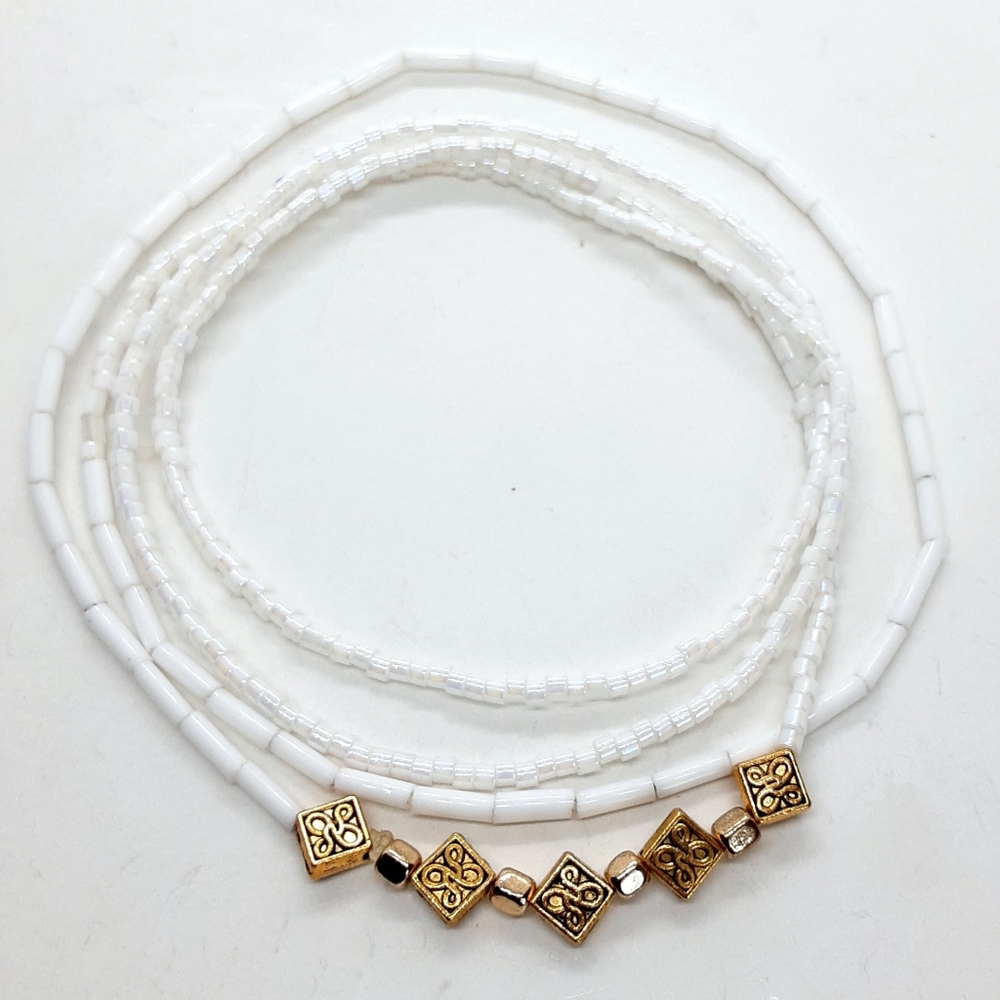 40 inch white stretch wrap bracelet